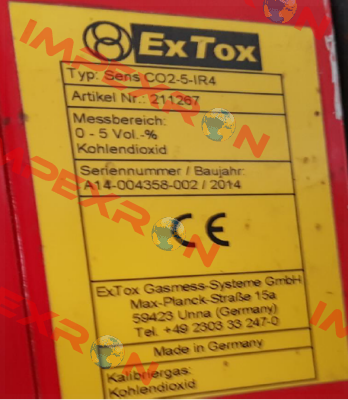 SENS CO2-5-IR4 obsolete, replacement Sens CO2-5-IR2  ExTox Gasmess-Systeme