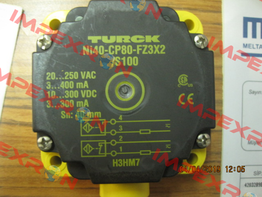 p/n: 13443, Type: NI40-CP80-FZ3X2/S100 Turck