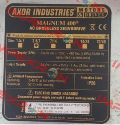 MAGNUM 400 old code / new code 93811310 Axor Industries