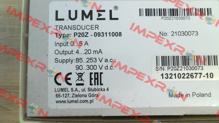 P20Z 09311008 LUMEL