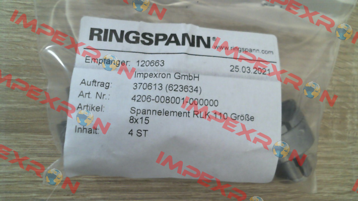 p/n: 4206-008001-000000, Type: RLK 110-8 x 15 Ringspann