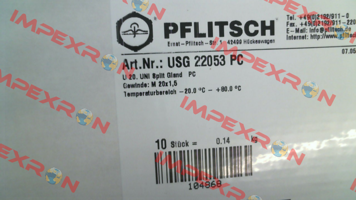 USG 22053 PC (pack x10) PFLITSCH