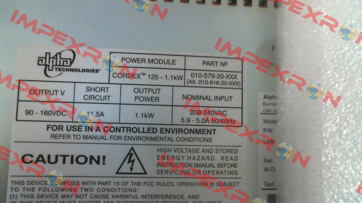 010-579-20-041 \ CXRC 125-1.1kW Alpha Technologies