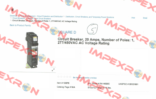 FA14020C  Square D (Schneider Electric)