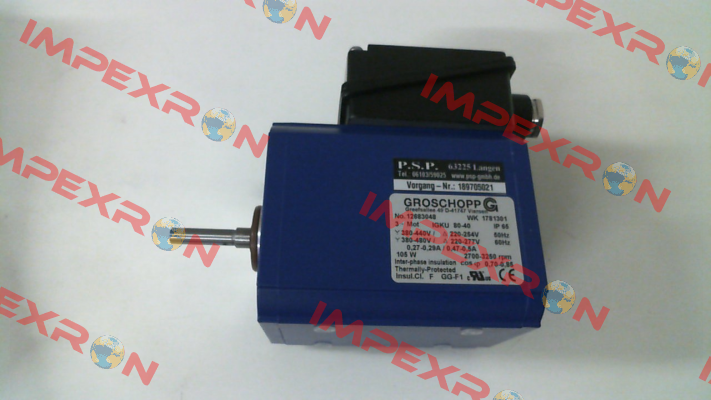 Motor only IGkU 80 40 2pole to suit VE31 gearbox Groschopp