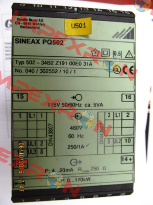 SINEAX 502-34B2Z19100E031A obsolete, replaced by Sineax P 530  Gossen Metrawatt